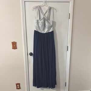 Jodi Kristopher Silver Gray Maxi Dress Spaghetti Strap Sleeveless